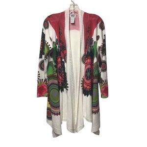 Monroe Main Cardigan Sweater Size Medium Long Floral Open Draped Boho Paisley